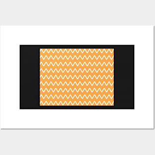 Orange and White Zigag Pattern Posters and Art